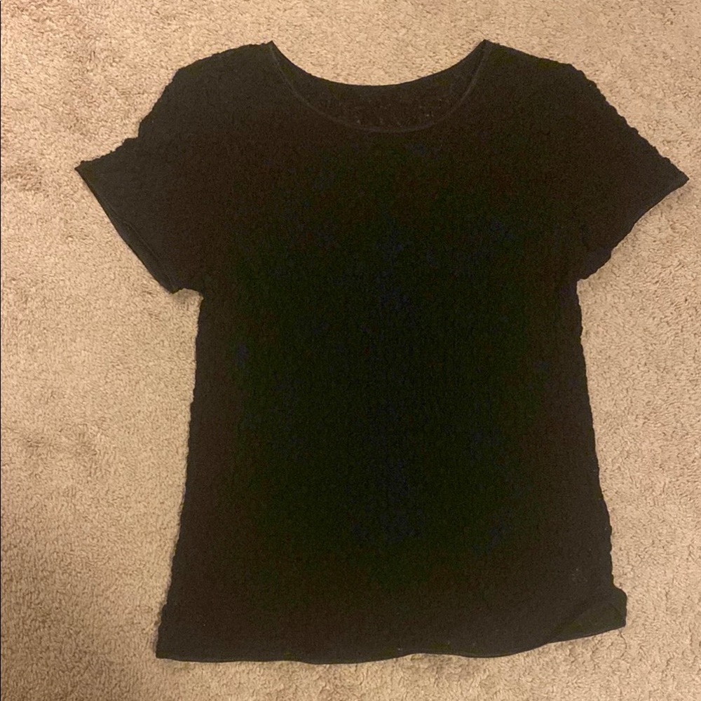Vintage Y2K American Apparel black floral see through top Sz XS/S